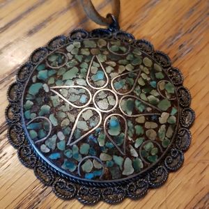 Beautiful Antique Turquoise and Silver Pendant